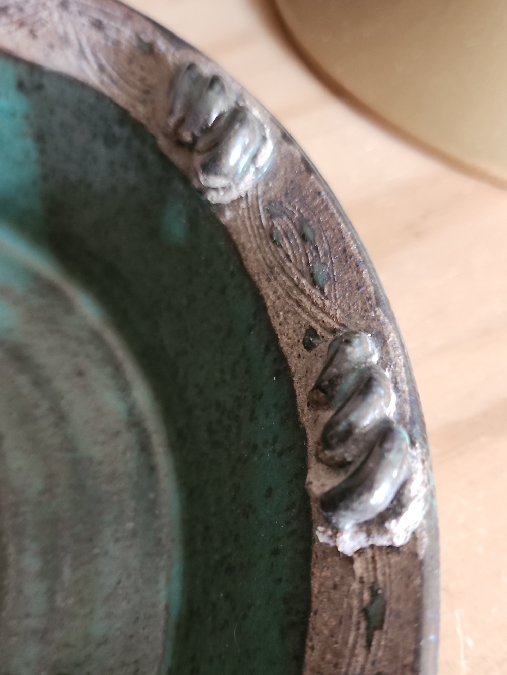 Rustic Turquoise Ceramic Bowl - Picture 5 of 14
